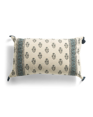 14x24 Floral Block Print Vernon Oversized Lumbar Pillow | TJ Maxx