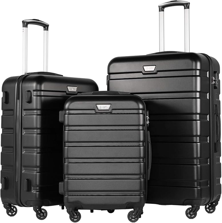 Coolife Luggage 3 Piece Set Suitcase Spinner Hardshell Lightweight TSA Lock 4 Piece Set | Amazon (US)