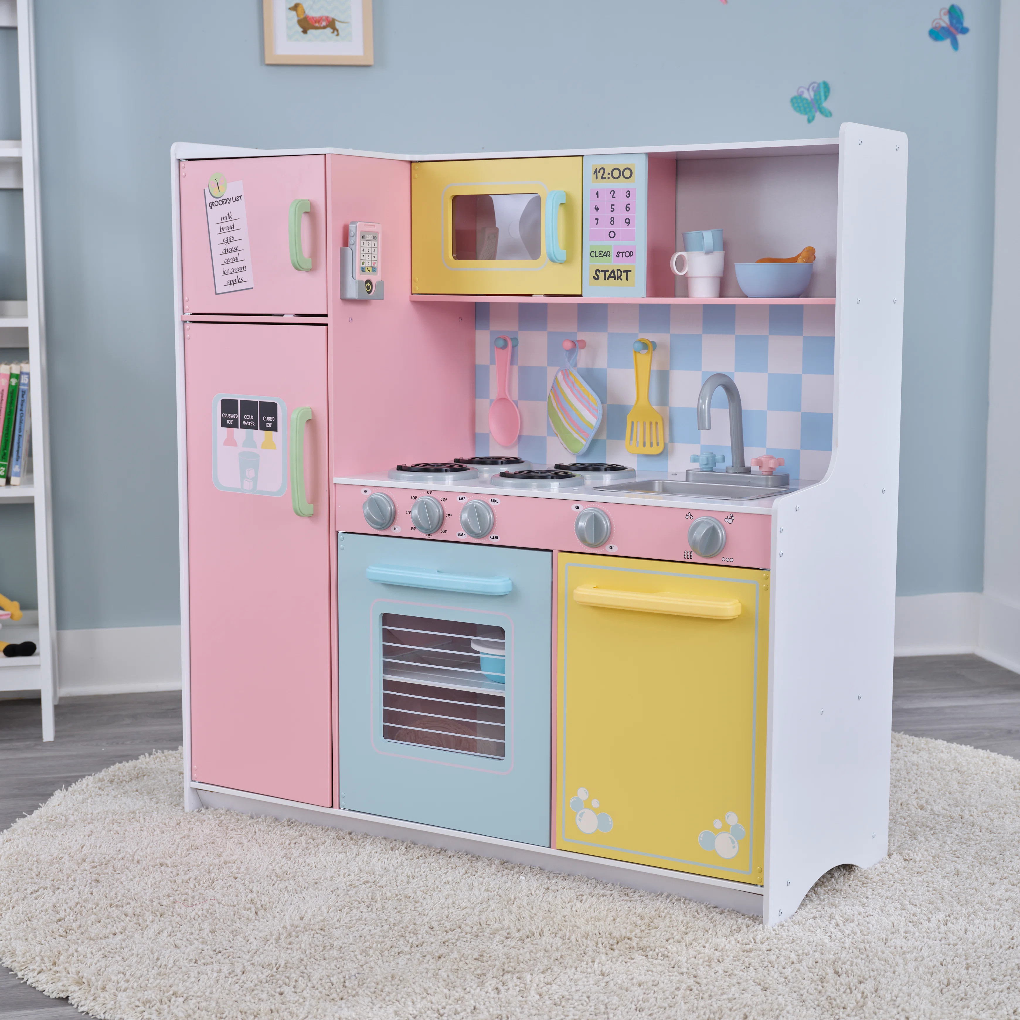 KidKraft Wooden Large Pastel Play Kitchen with Turning Knobs and Play Phone & Reviews | Wayfair | Wayfair North America