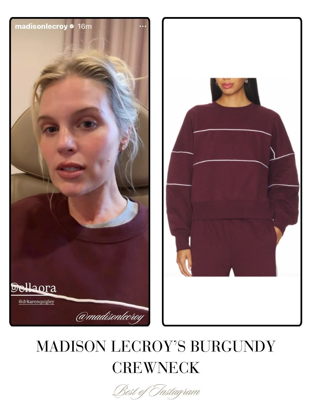 Madison LeCroys’s Burgundy Crewneck 📸 = @madisonlecroy 