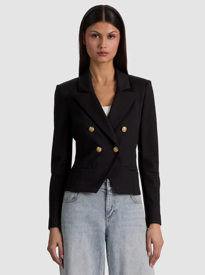 SABLE DOUBLE BREASTED CROPPED BLAZER | Alice + Olivia