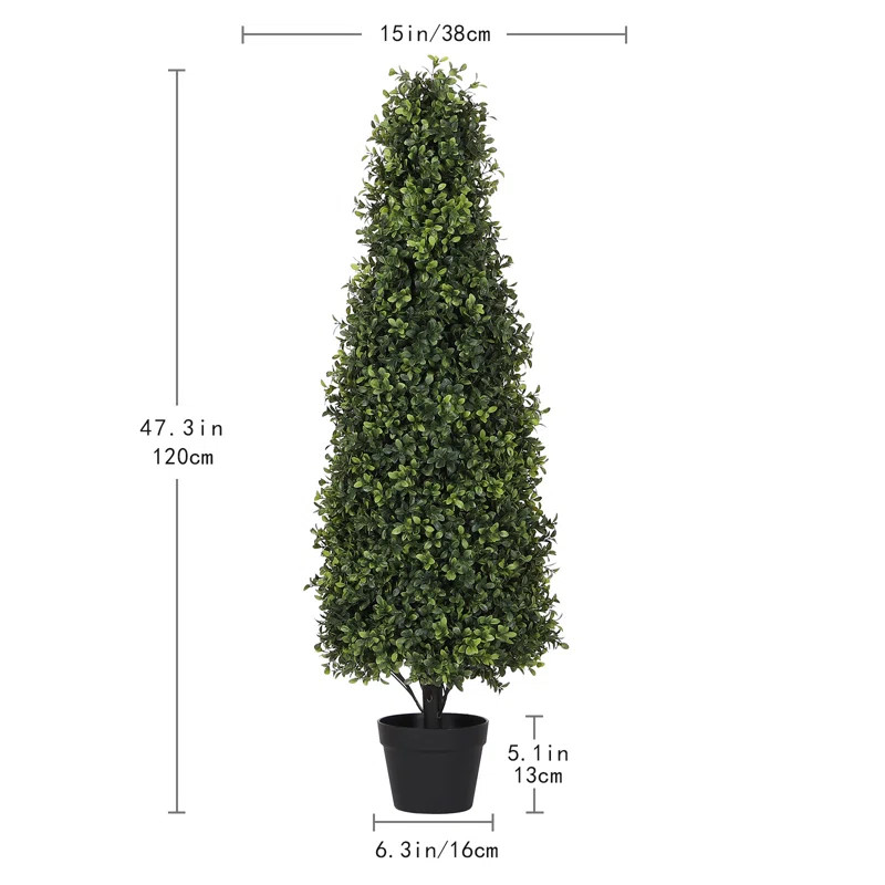 Artificial Topiary Boxwood Tree, Faux Shrub in Black Plastic Pot (Set of 2)ByPrimrue4.8Rated 4.9 ... | Wayfair North America