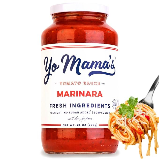 Yo Mama's Foods Keto Marinara Pasta and Pizza Sauce - Pack of (1) - No Sugar Added, Low Carb, Low... | Amazon (US)