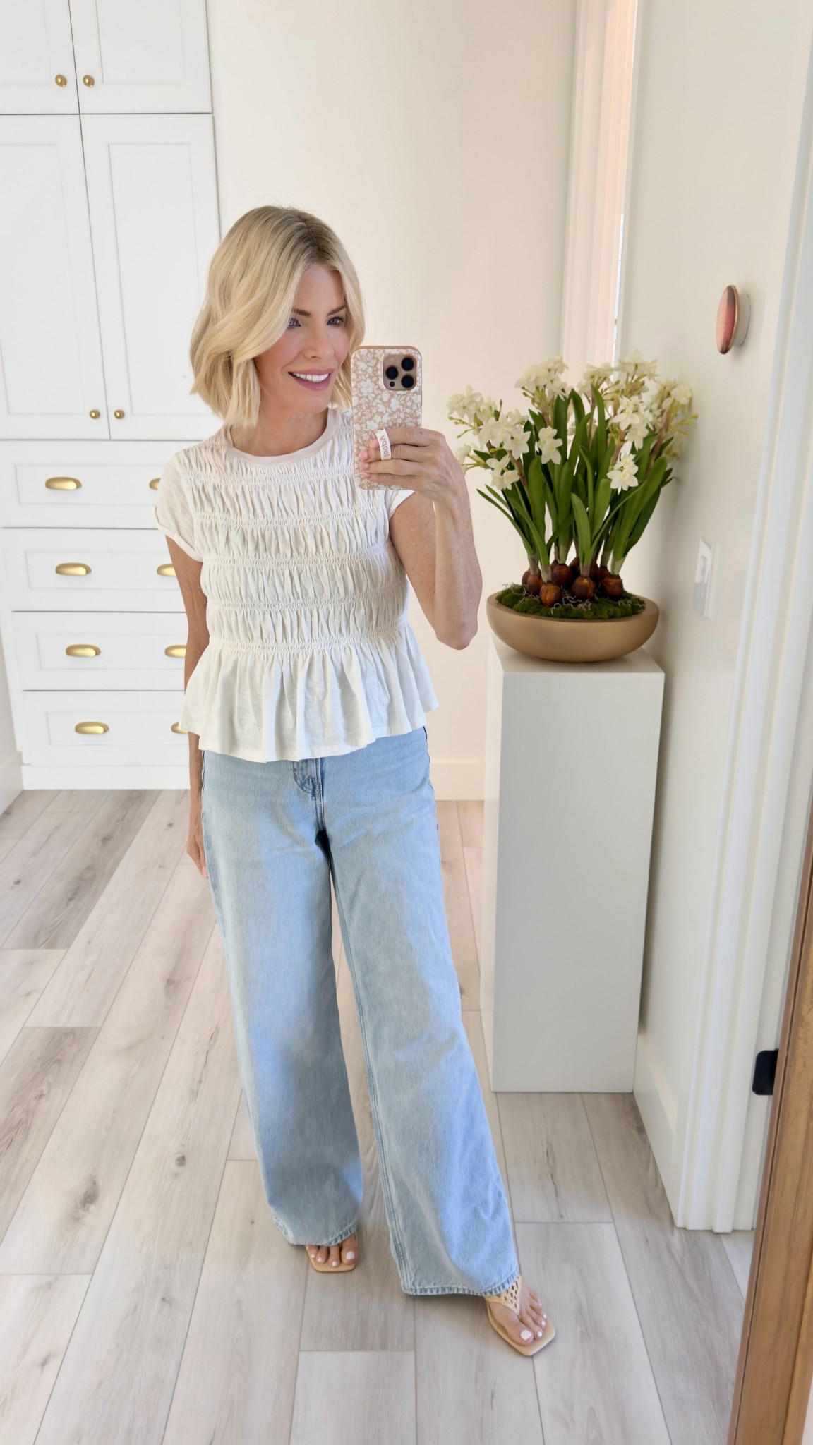 OOTD 
Loving this new top! Comes in several colors - I ordered two more. 
You can size down in this top. It’s stretchy and soft. ￼I’m wearing an XXS here but ordered extra small for the other two just to give myself a little more room

