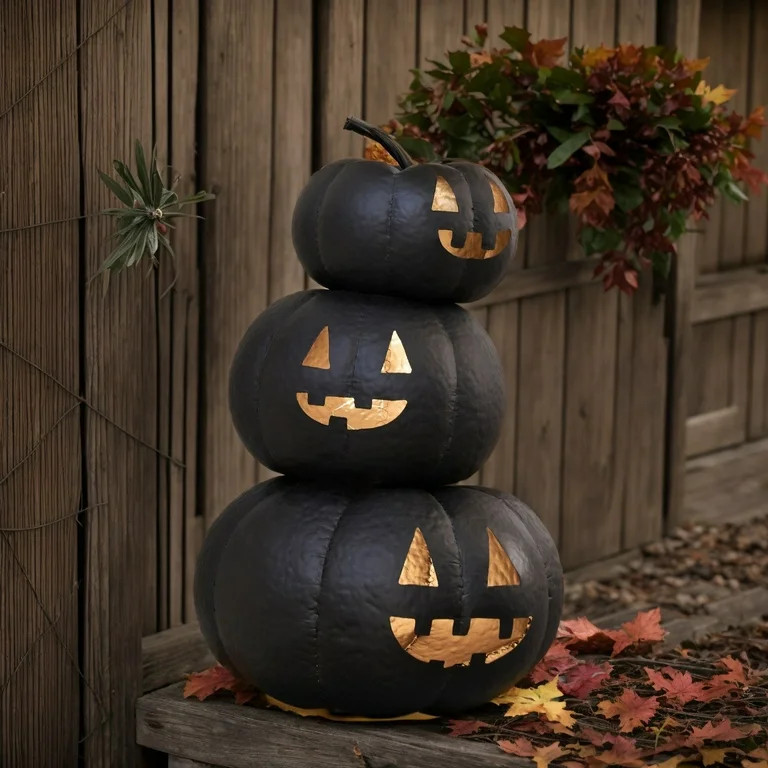 Lit Stacked Hammered Metal Jack-O'-Lantern - 8" Tall LED Halloween Decor with Rustic Finish | Ind... | Walmart (US)