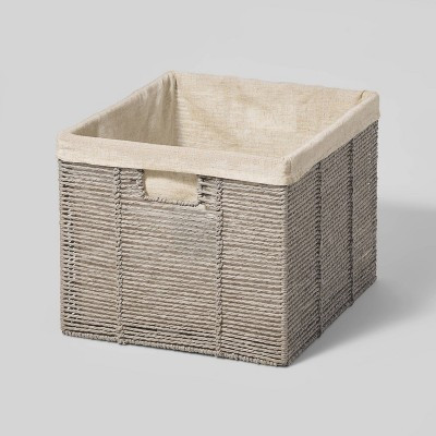 14.75" x 13" x 11" Large Lined Woven Milk Crate Gray - Brightroom™: Decorative Storage Basket, Rectangle, Traditional Style | Target