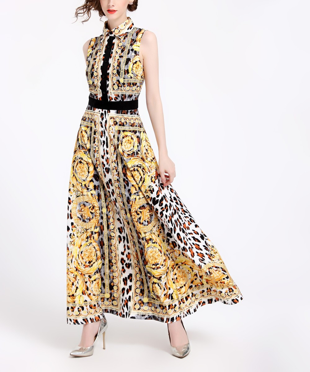 Yellow & Black Leopard Maxi Dress - Women | zulily
