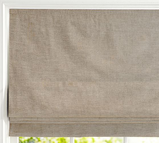 Custom Emery Linen Cordless Roman Blackout Shade | Pottery Barn (US)