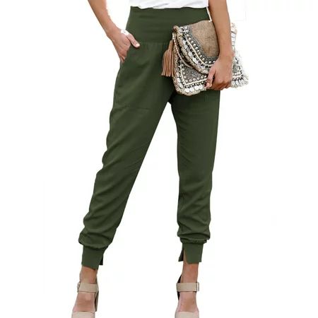 Dokotoo Womens Green Tapered Joggers Yoga Pants Workout Running Sweatpants US 12-14(L) | Walmart (US)