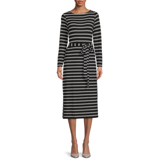 Time and Tru Women's Hacci Dress with Long Sleeves - Walmart.com | Walmart (US)