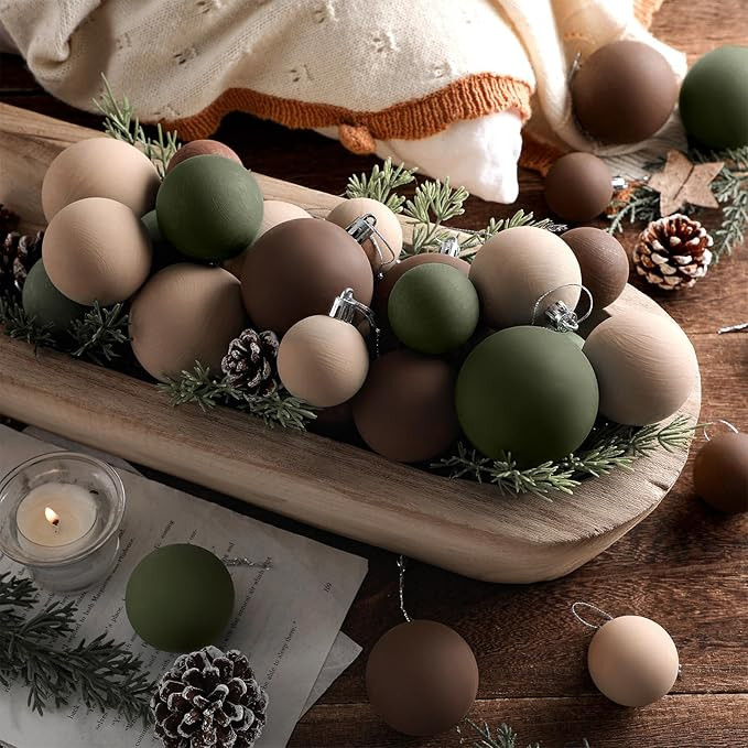 40 Pcs Neutral Matte Christmas Ball Ornaments Textured Rustic Xmas Tree Ornaments 1.57 1.97 2.36 ... | Amazon (US)