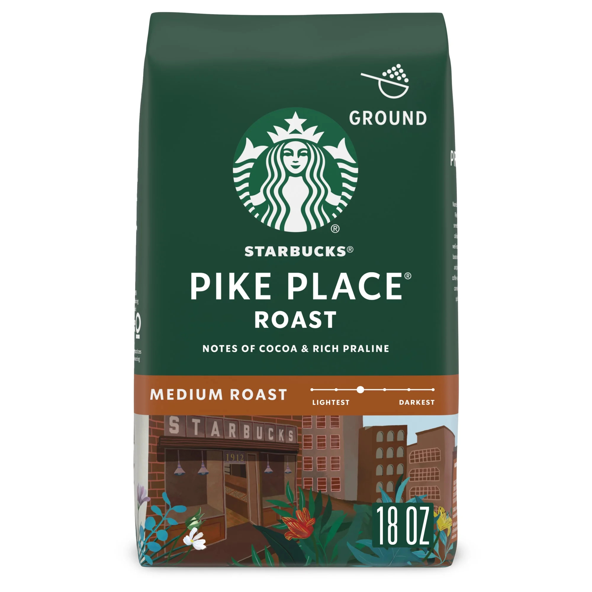 Starbucks Arabica Beans Pike Place Roast, Medium Roast, Ground Coffee, 18 oz | Walmart (US)