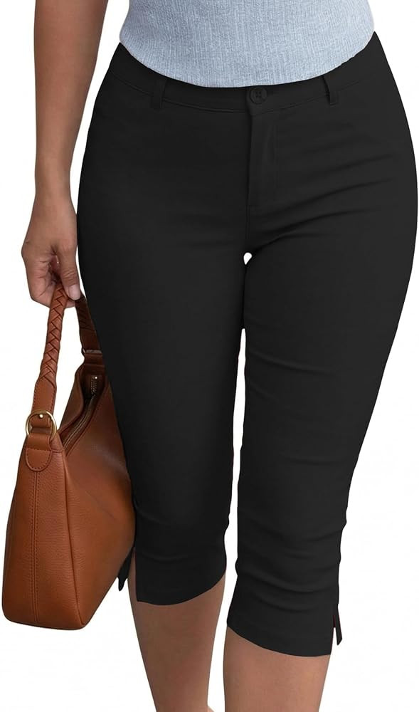 Capri Pants for Women Stretch Fitted Dressy Work Casual Slim Crop Legging | Amazon (US)