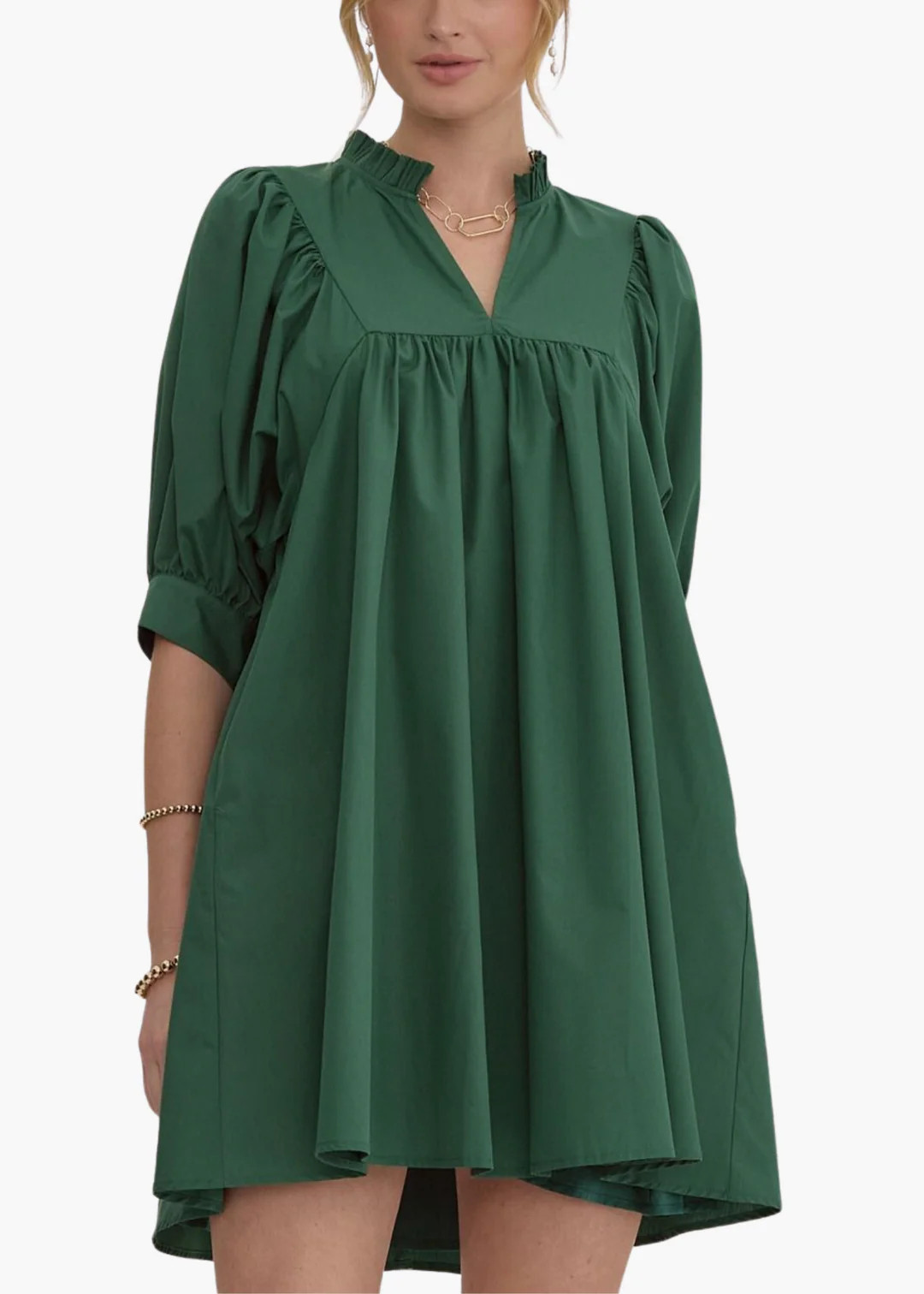 Lydia Mini Dress in Hunter Green | Poppy and Pink