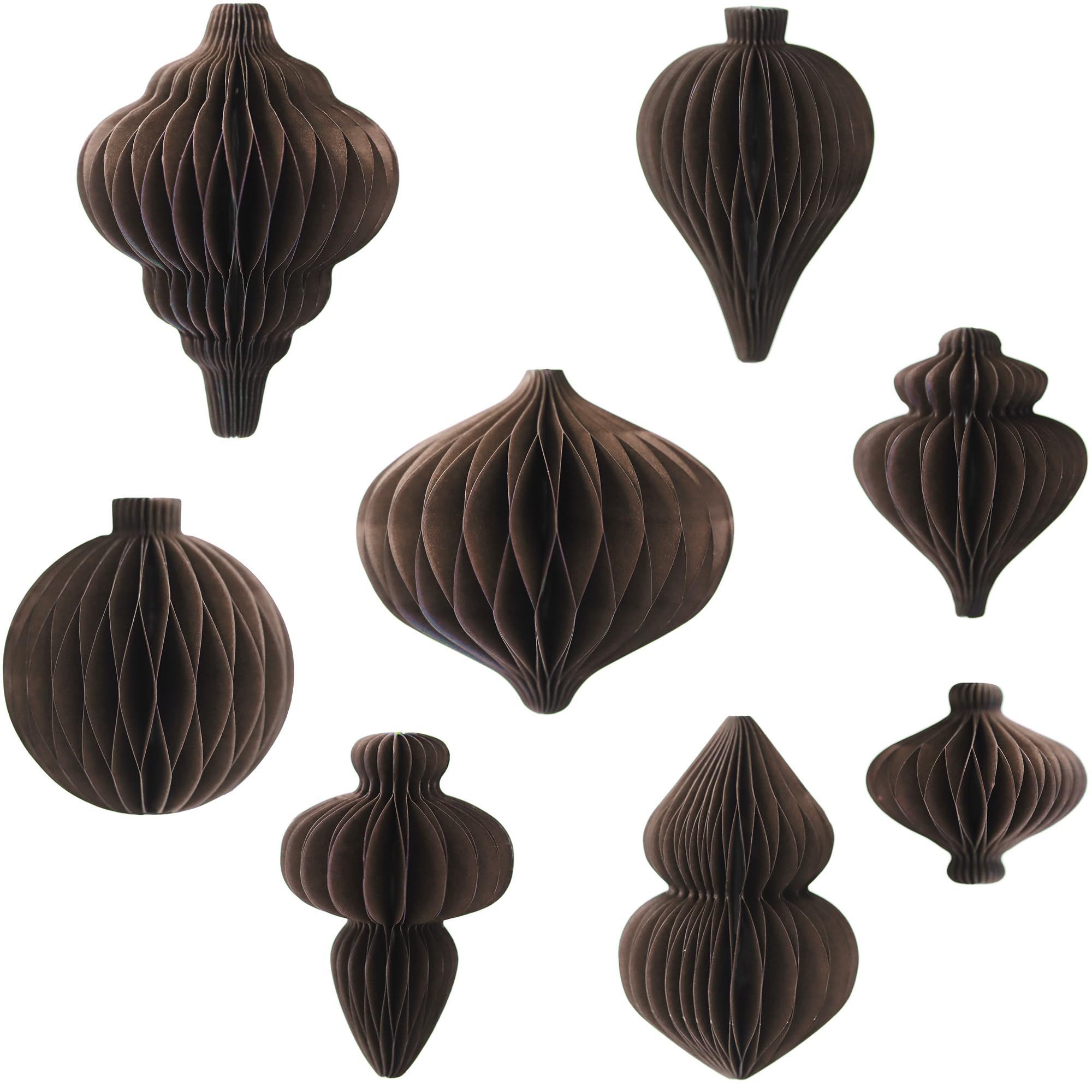 SLEETLY 8pk Paper Ornaments for Christmas Trees, Hanging 3D Honeycomb Xmas Decorations Set, Coffe... | Amazon (US)