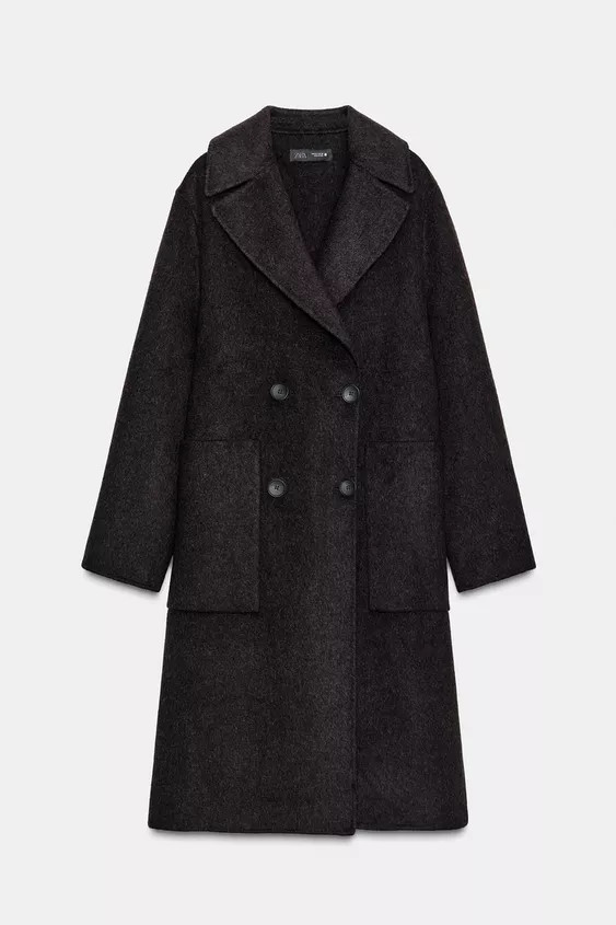 LONG DOUBLE-BREASTED WOOL COAT | Zara US