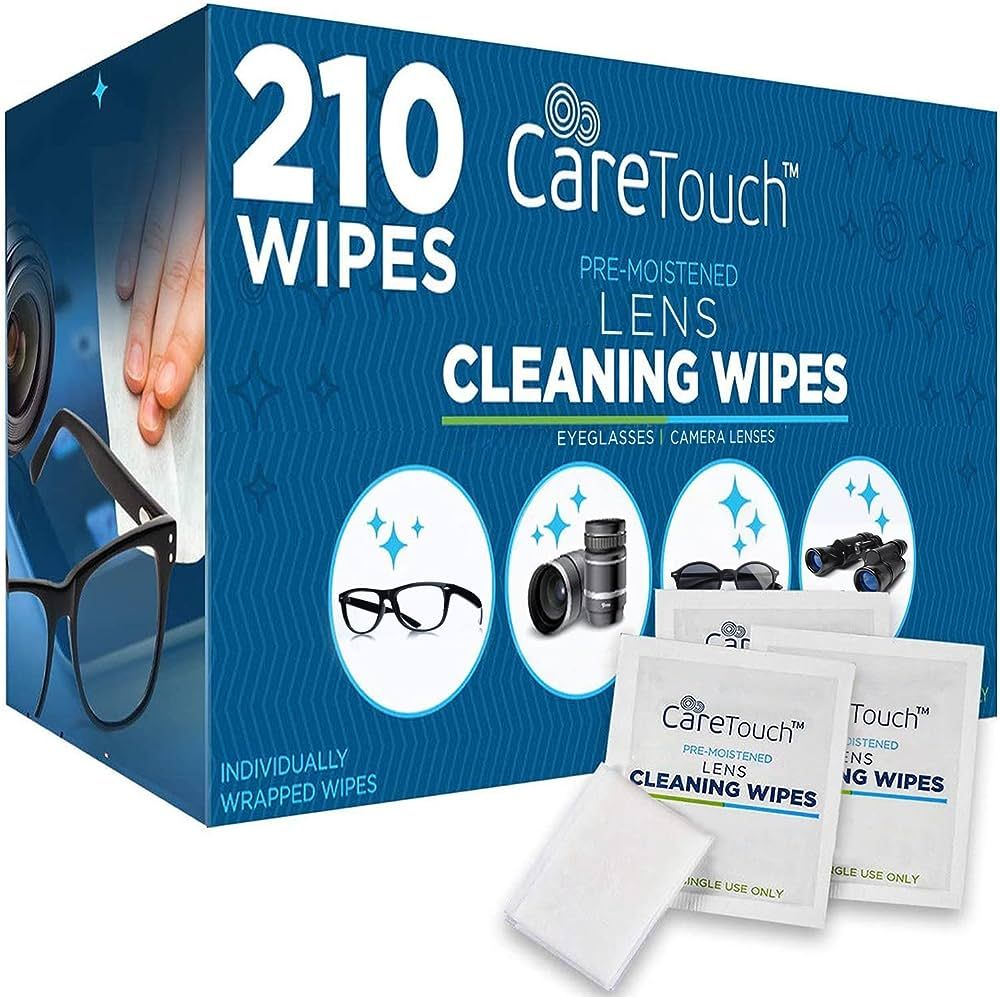 Care Touch Lens Wipes for Eyeglasses | Individually Wrapped Eye Glasses Wipes | 210 Pre-Moistened... | Amazon (US)