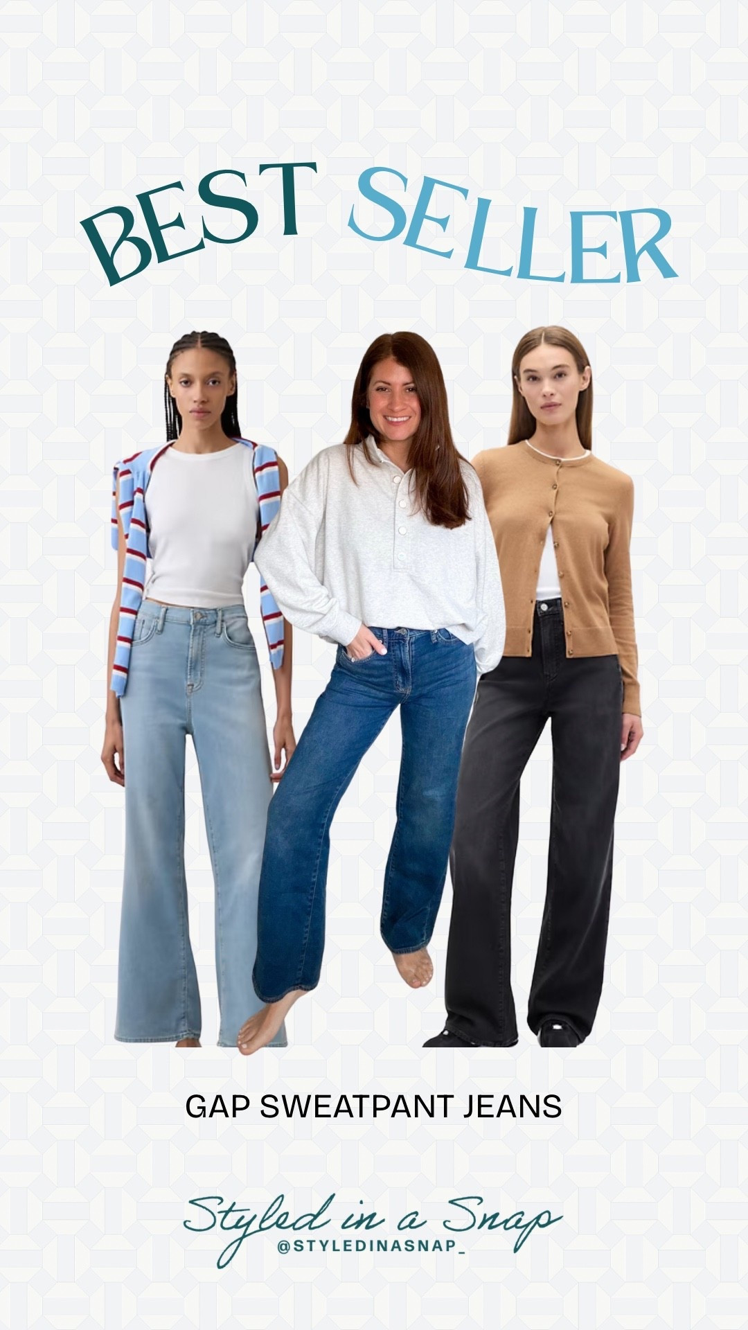 I’m embarrassed to say I was hesitant to try the viral gap sweatpant jeans, because they are so good! The fabric doesn’t feel like sweatpants on the outside, but they are an incredibly comfortable and they have such good stretch (but still have a great shape to them). They are 50% off right now, so it’s the perfect time to try them if you haven’t yet. 
Sell out risk, sweatpant jeans, casual mom outfit inspo 

#LTKOver40 #LTKFindsUnder50 #LTKSaleAlert