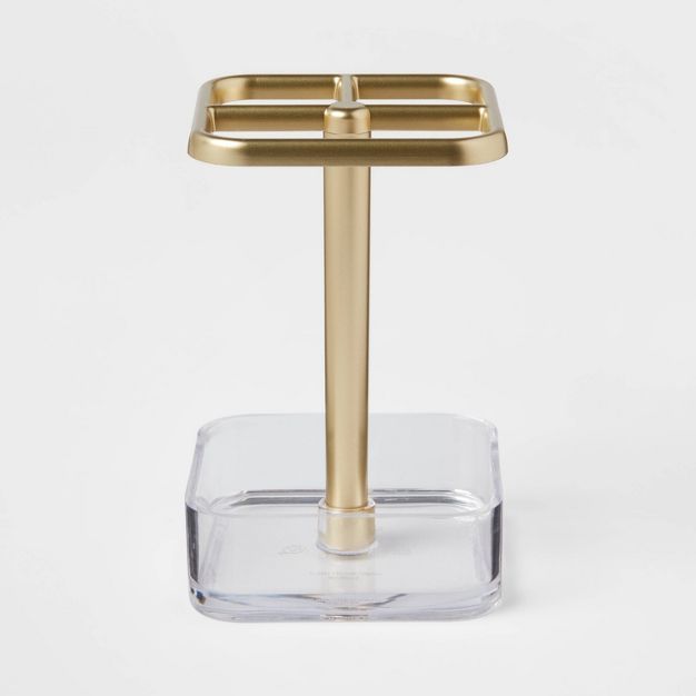 Plastic Square Toothbrush Holder Gold/Clear - Room Essentials™ | Target