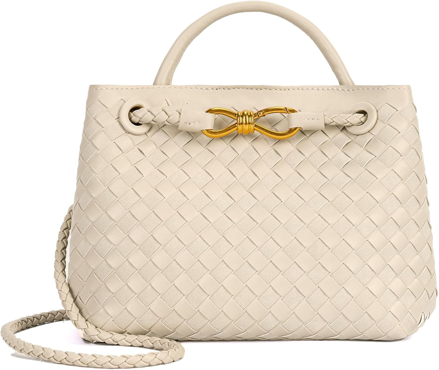 Woven Tote Bag for Women Leather Shoulder Handbag Designer Top Handle Purses | Amazon (US)