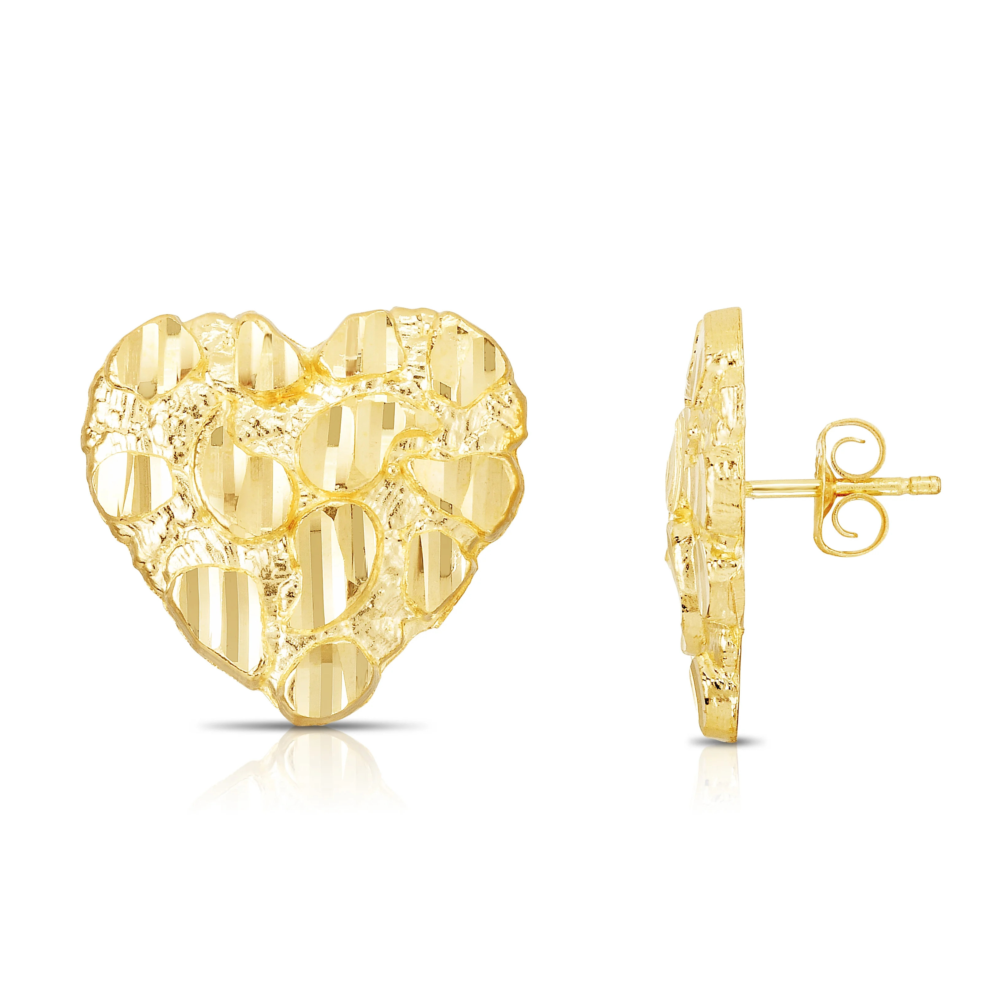 Floreo 10k Yellow Gold Heart Shape Shiny Nugget Earrings | Walmart (US)