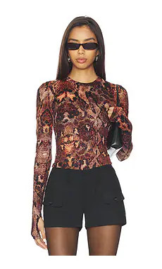 AFRM Kaylee Crochet Lace Top in Umber Snake from Revolve.com | Revolve Clothing (Global)