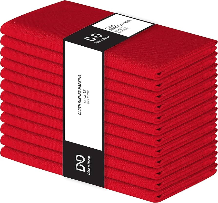 Set of 12 Cloth Dinner Napkins 100% Cotton - Soft Durable Washable - Ideal for Farmhouse Party We... | Amazon (US)