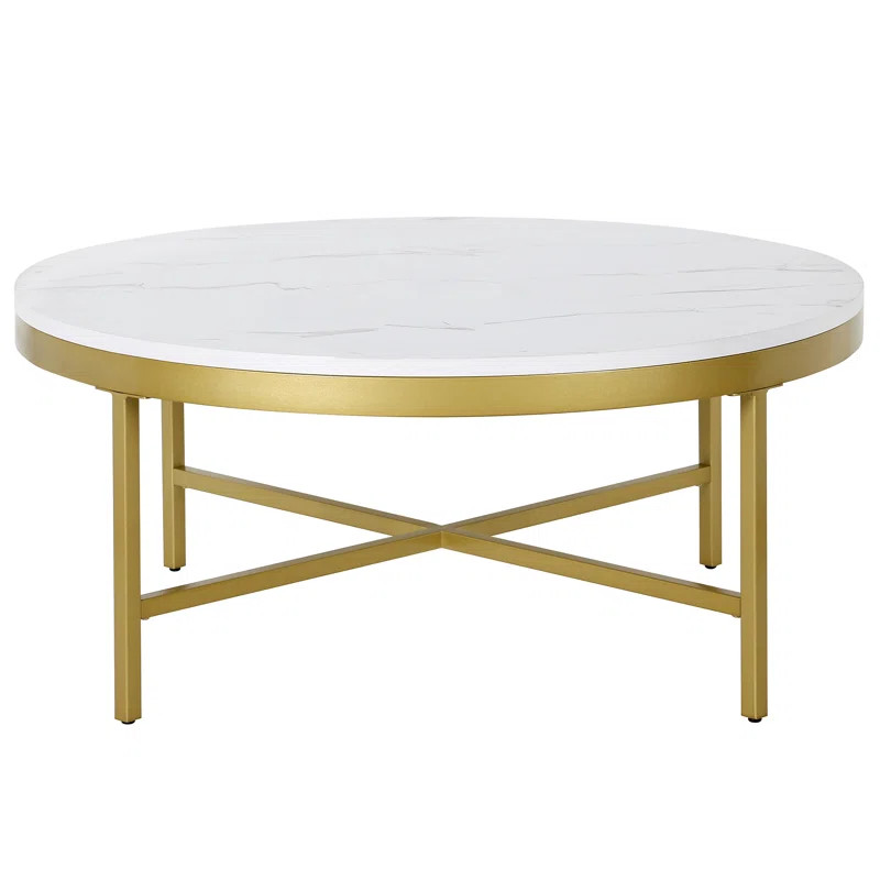 Kambry 36" Faux Marble And Steel Round Coffee Table | Wayfair North America