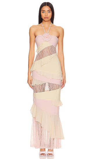 Margo Gown in Light Blush Neutral | Pink Lace Dress Lace Maxi Dress Lace Gown Tiered Dress | Revolve Clothing (Global)