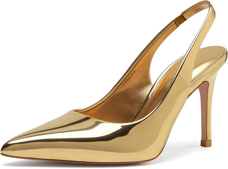 Slingback Heels for Women Pointed Toe Stiletto Heels Closed Toe Pumps Slip on High Heels 2.95 inc... | Amazon (US)