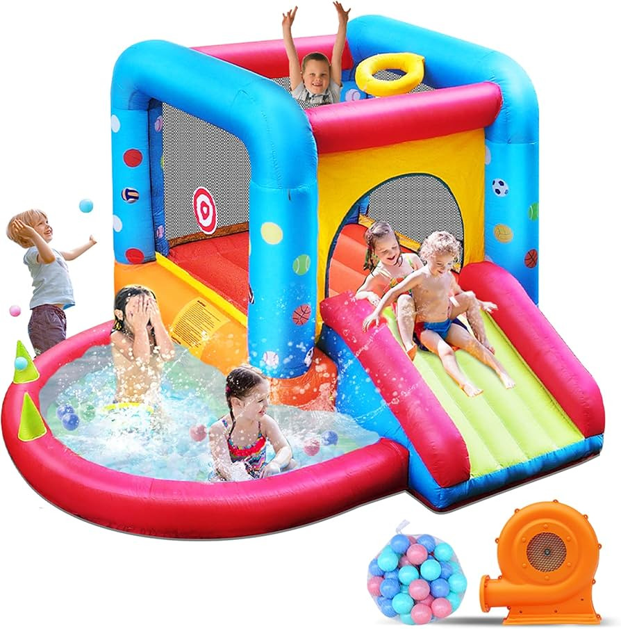 Step4Fun Inflatable Bounce House, Kids Castle Slide Bouncer for Children Jumping Outdoor and Indo... | Amazon (US)