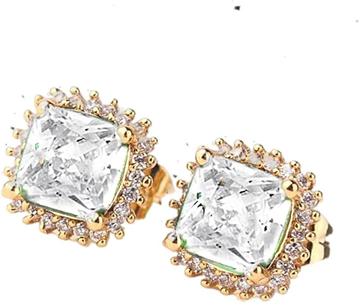 ODETOJOY 1 Pair Simulated Emerald Earrings 18K Yellow Gold Plated Square Cubic Zirconia Simulated... | Amazon (US)