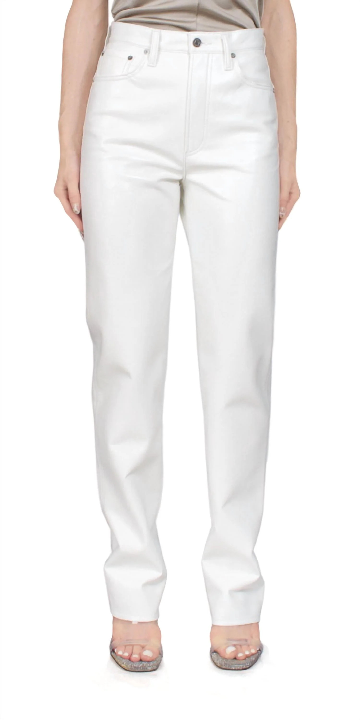 Women's Recycled Leather 90S Pinch Waist Lace In White | Shop Simon