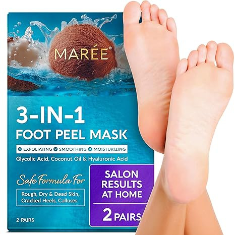 MAREE Foot Peeling Mask – 3-in-1 Foot Mask for Dry Cracked Feet, Callus Remover – Dead Skin E... | Amazon (US)