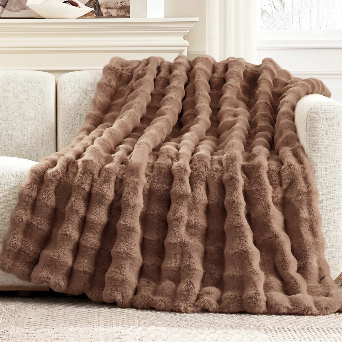 Soft Bubble Faux Fur Throw Blanket Luxury Plush Bedding Blankets for Couch, Bed, Gift | Wayfair North America