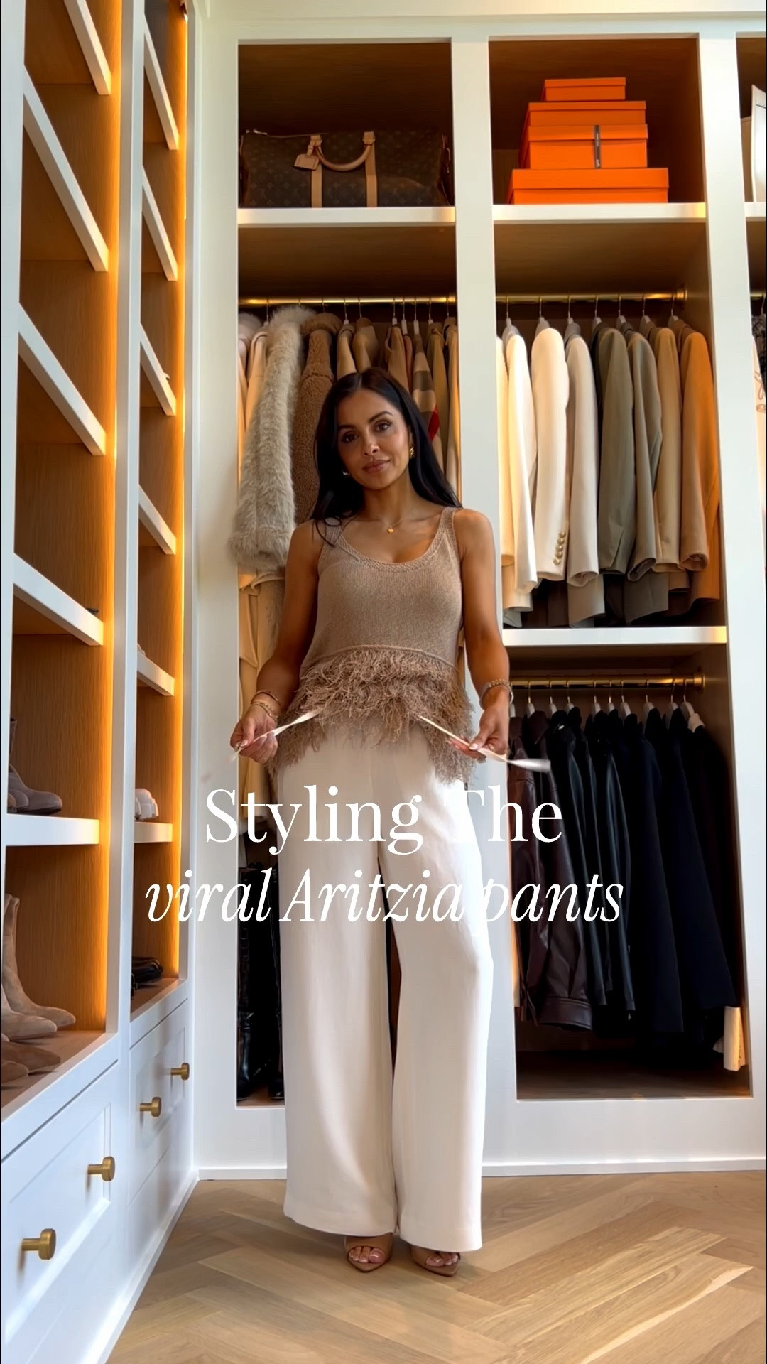 The viral Aritzia pants styled for summer
Wear them to work, on the weekend and for date nights 
Wearing an XXS regular length
Zara fringe tank wearing an XS
@Aritzia

#LTKOver40 #LTKmomlife #LTKootd