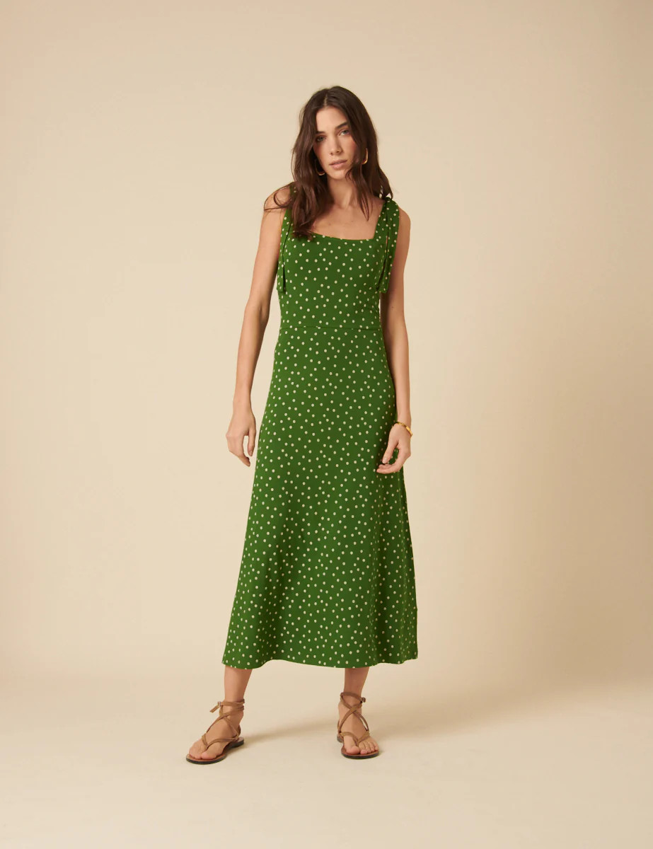 Green Polka Dot Adrian Midi Dress | Nobody's Child