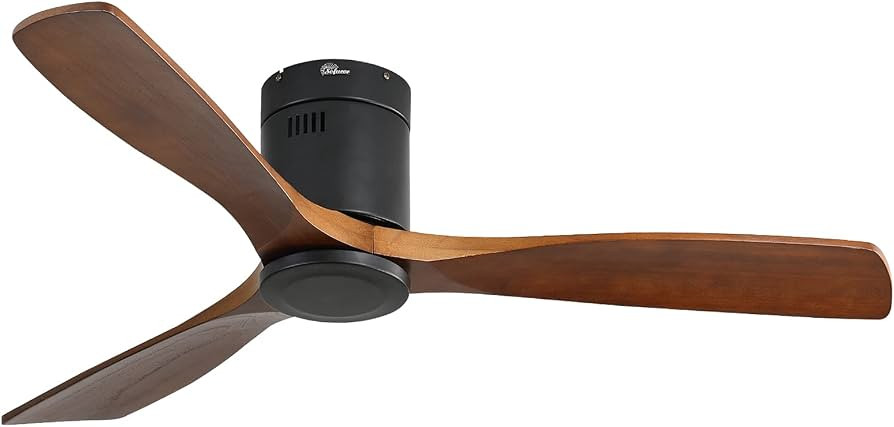 Sofucor 52 Inch Low Profile Ceiling Fan 3 Carved Wood Fan Blade Noiseless Reversible DC Motor Rem... | Amazon (US)
