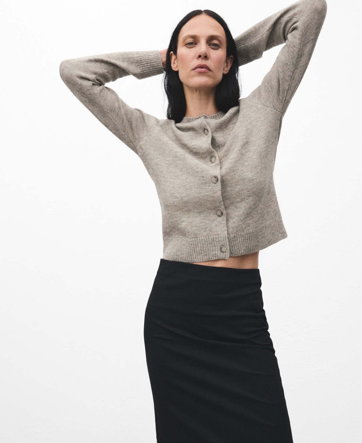 Mango Women's Knitted Button Cardigan - Light, Pastel Gray | Macy's