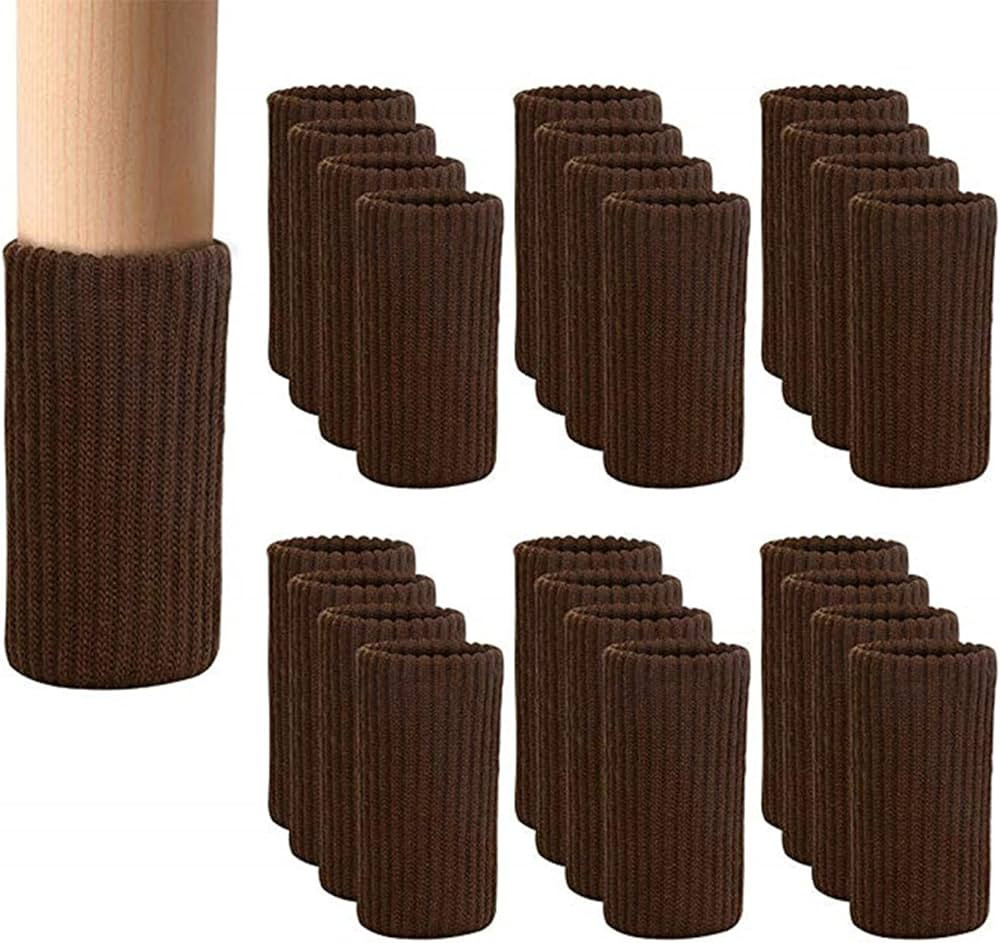24 PCs Furniture Leg Socks - Coffee Knitted Furniture Socks, Double Thickness Chair Leg Floor Pro... | Amazon (US)