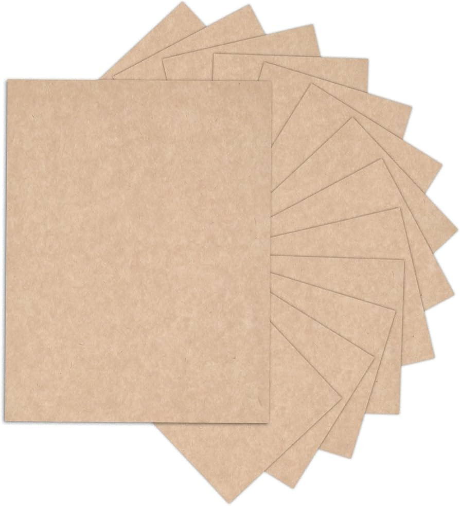 24 Sheets Parchment Cardstock 8.5 x 11 Textured Printer Paper, Goefun 90lb Tan Card Stock Printer... | Amazon (US)