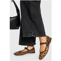 boohoo Women's Leopard Print Mary Jane Ballets Shoe | Size: 3 | Boohoo.com (UK & IE)