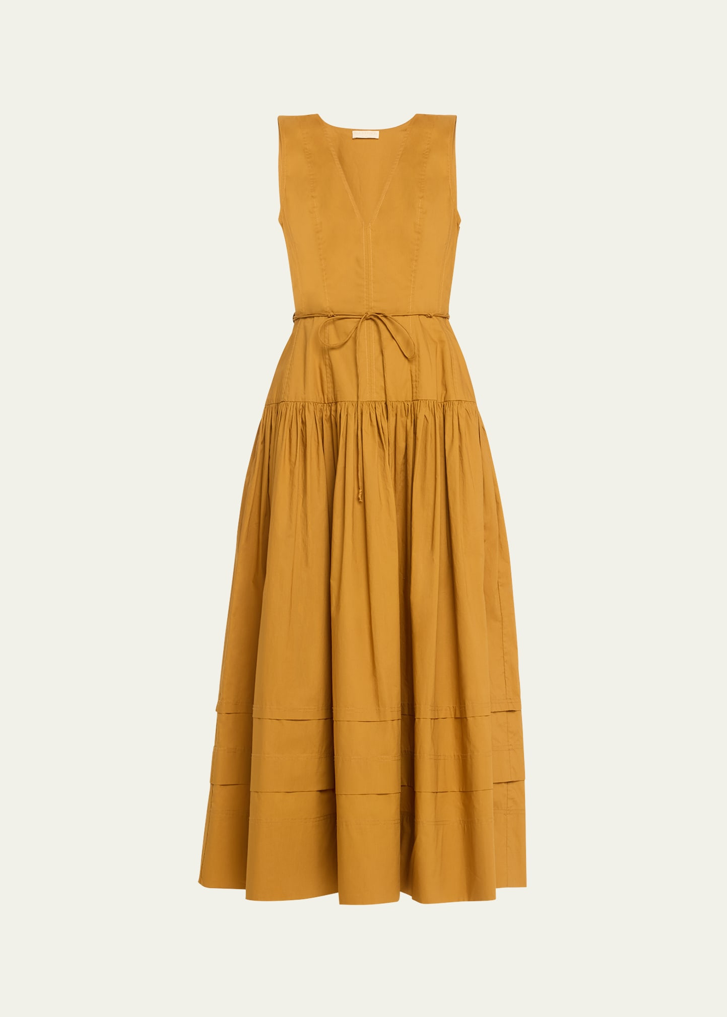 Ulla Johnson Kiran Belted V-Neck Midi Dress | Bergdorf Goodman