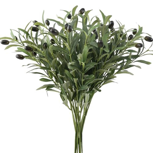 Leftover 6PCS 18Inch Faux Olive Branches for Vase,Artificial Olive Tree Branches,Fake Plants,Greenery Stems,Eucalyptus Stems,Green Leaves for Centerpieces Decoration,Home Decor,Coffee Table Decor | Amazon (US)