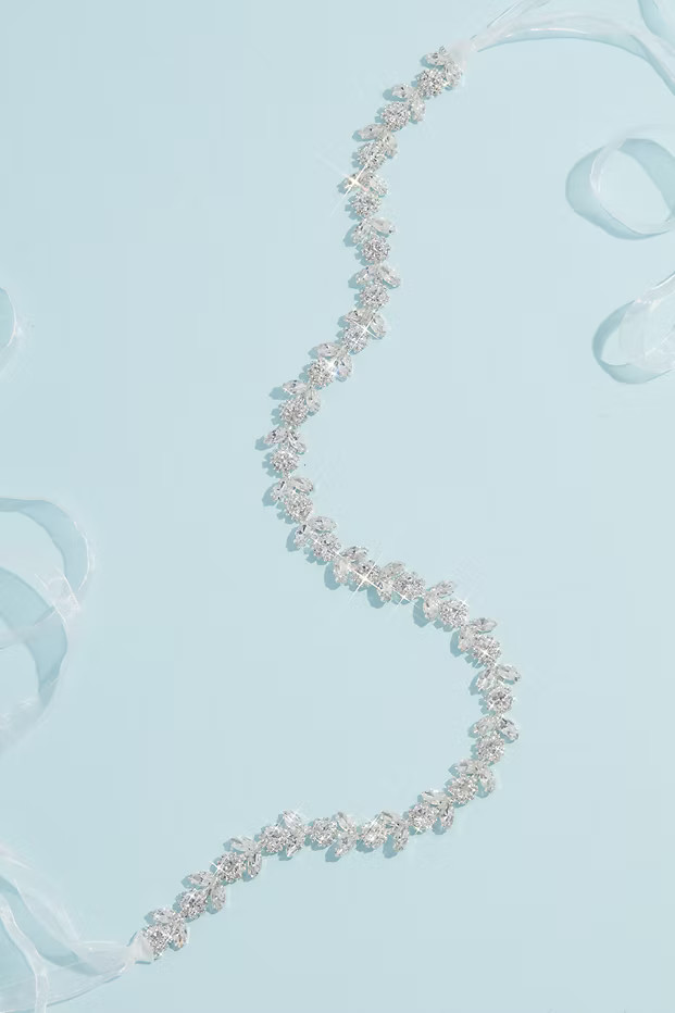 Slim Ribbon-Tied Crystal Sash | Davids Bridal