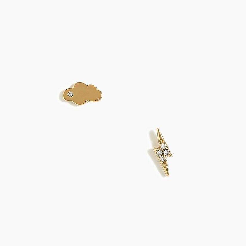 Cloud and bolt mismatched stud earrings | J.Crew Factory