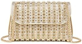 Rhinestone Evening Bag with Chain Holiday Party Small Crystal Metallic Clutch Purses for Women | Amazon (US)