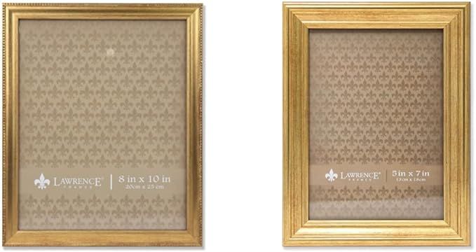 Lawrence Frames Classic Bead Picture Frame, 8x10, Gold & Sutter Burnished Picture Frame, 5 by 7-I... | Amazon (US)