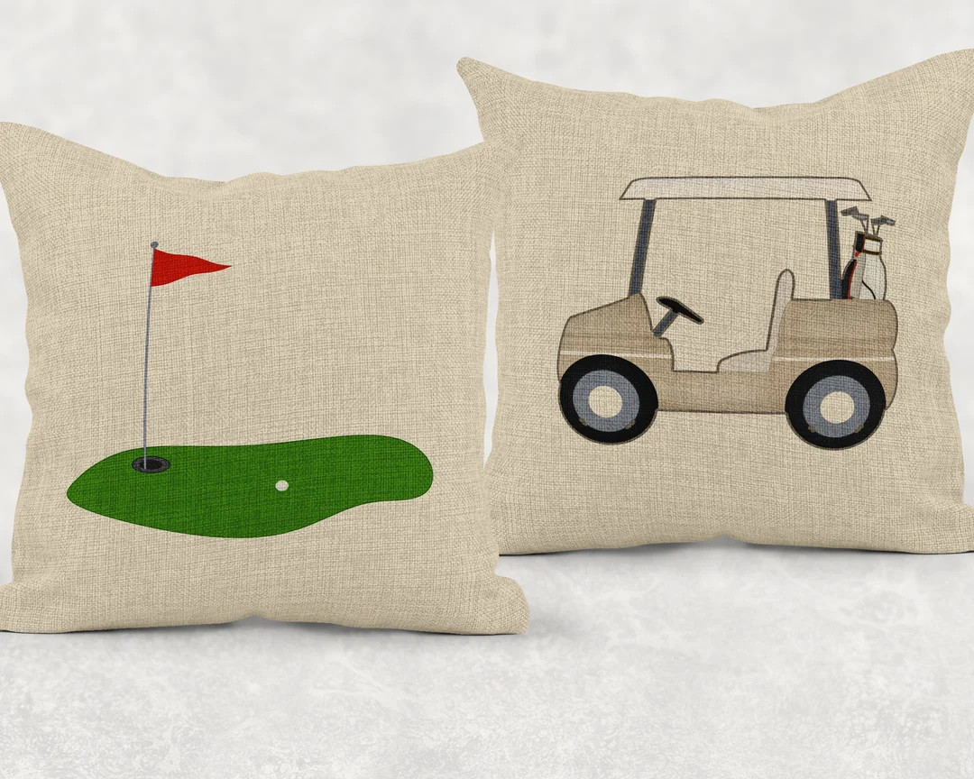 Golf Pillow, Linen Golf Pillow, Gift for Golfer, Linen Pillow Cover, Sports Pillow, Game Room Dec... | Etsy (US)
