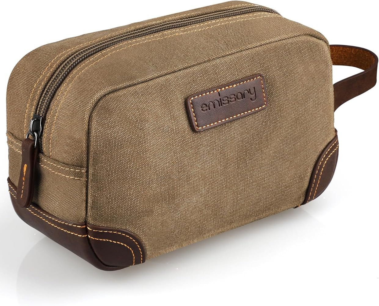 Emissary Men's Leather and Canvas Travel Toiletry Bag, Dopp Kit, Travel Bathroom Bag, Shaving Kit... | Amazon (US)
